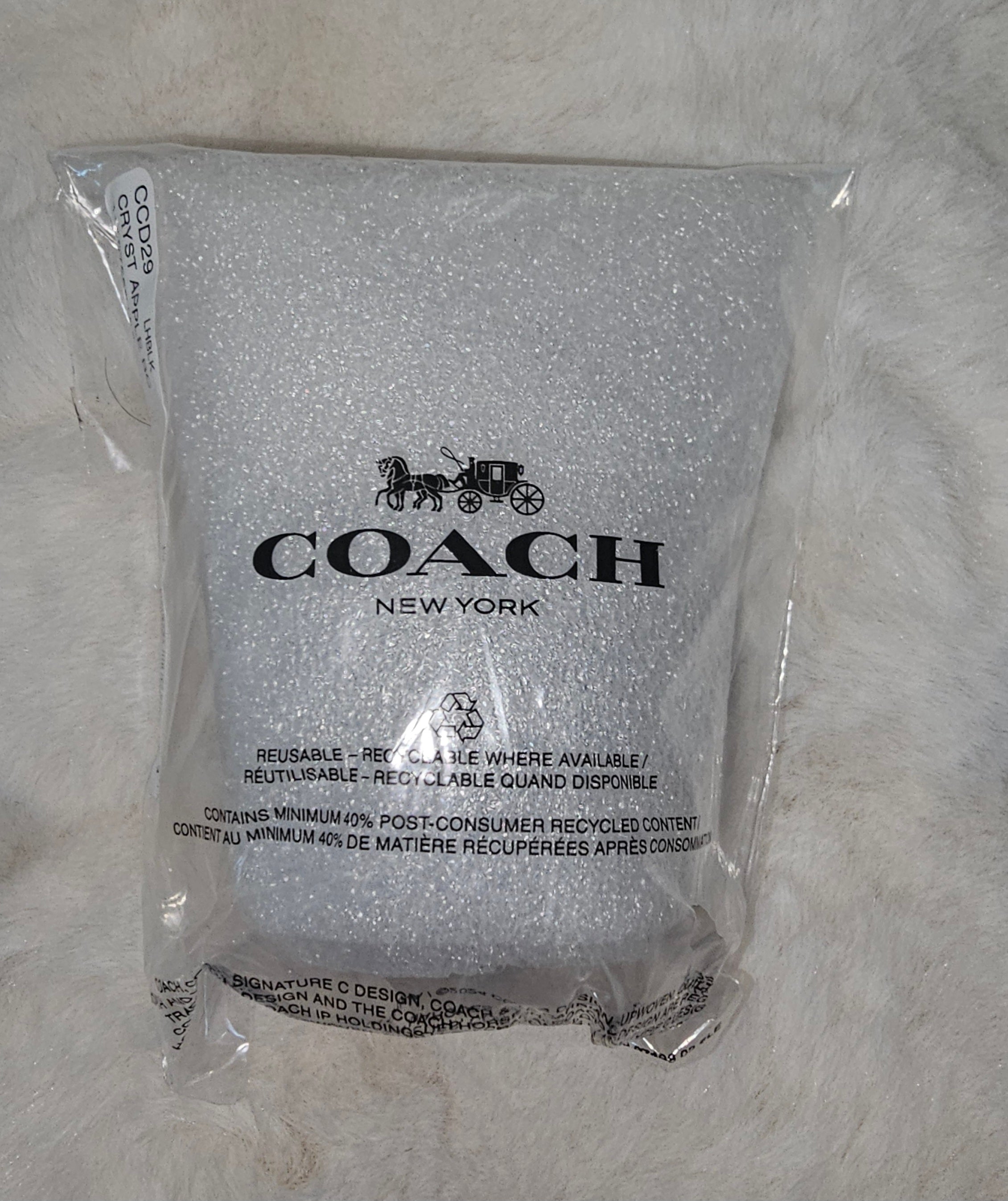 Coach Black Crystal Apple  bag Charm NWT