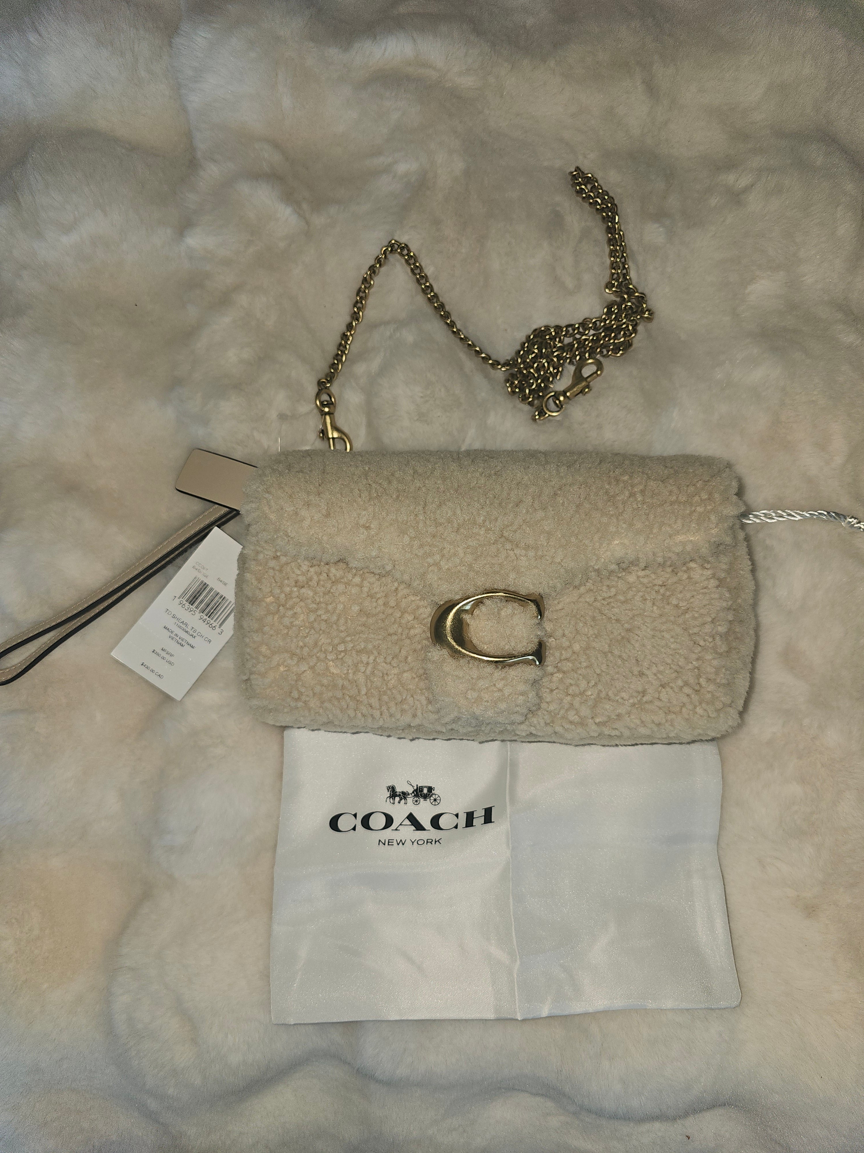 Coach NWT Tabby 19 Crossbody in Beige Shearling