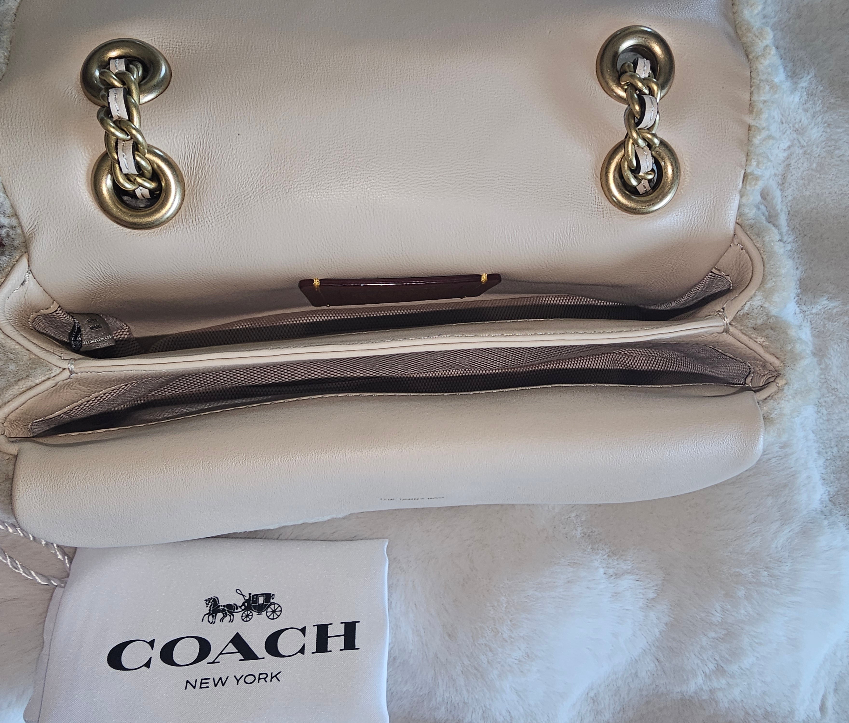 Coach NWT Tabby 20 Shoulder Bag in Cream Shearling