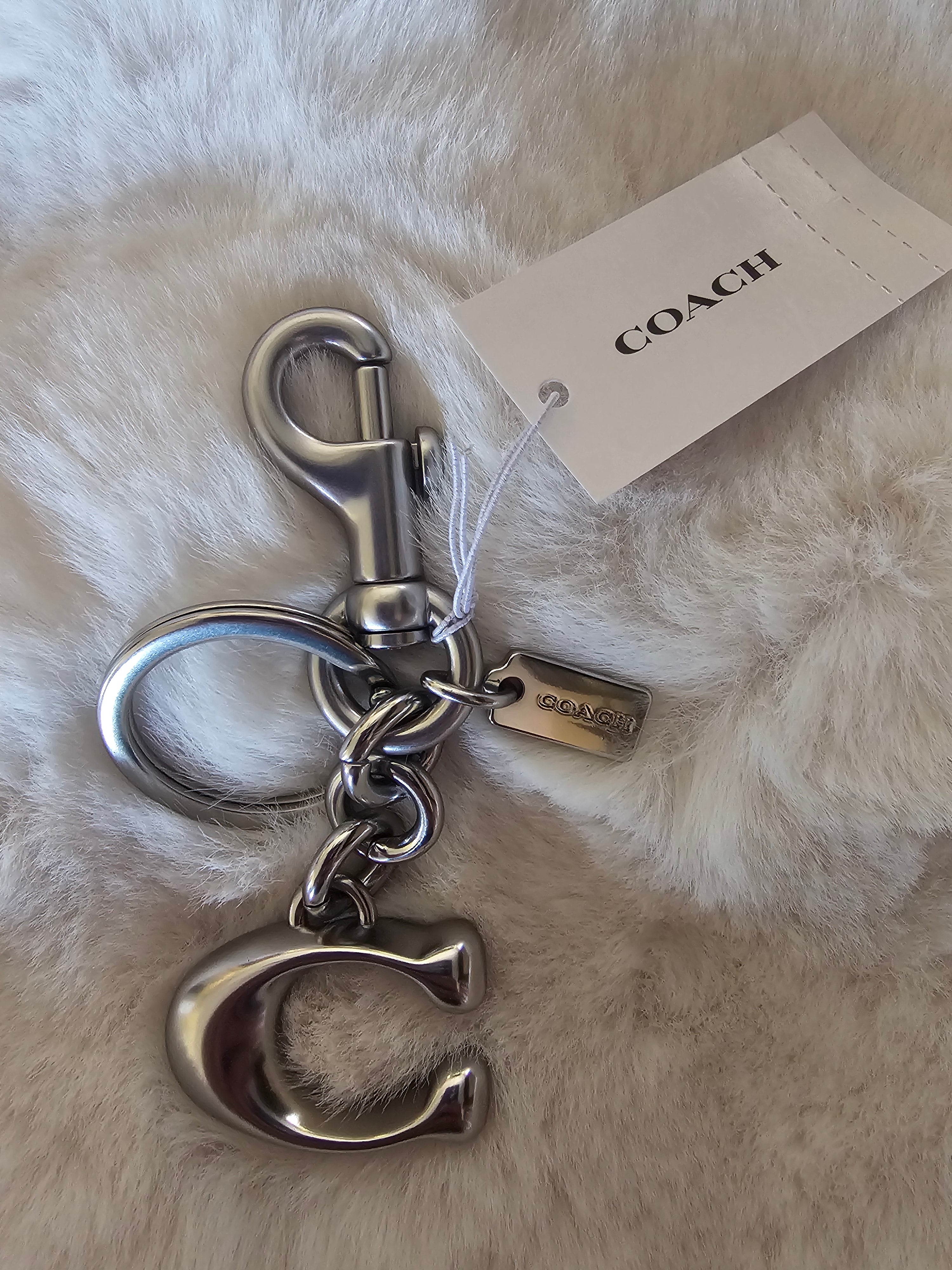 NWT Coach Signature C Silver Bag Charm