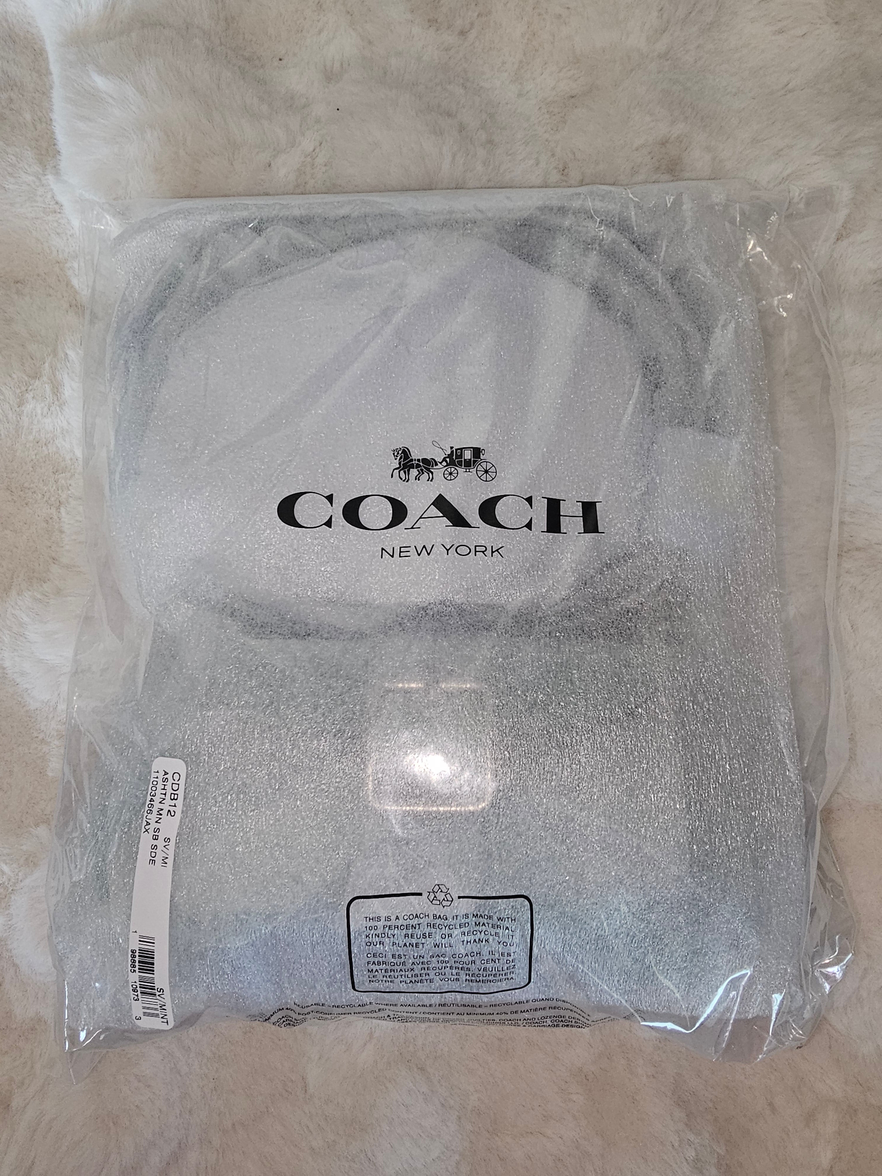 Coach NWT Ashton Silver Mint Suede Shoulder Bag