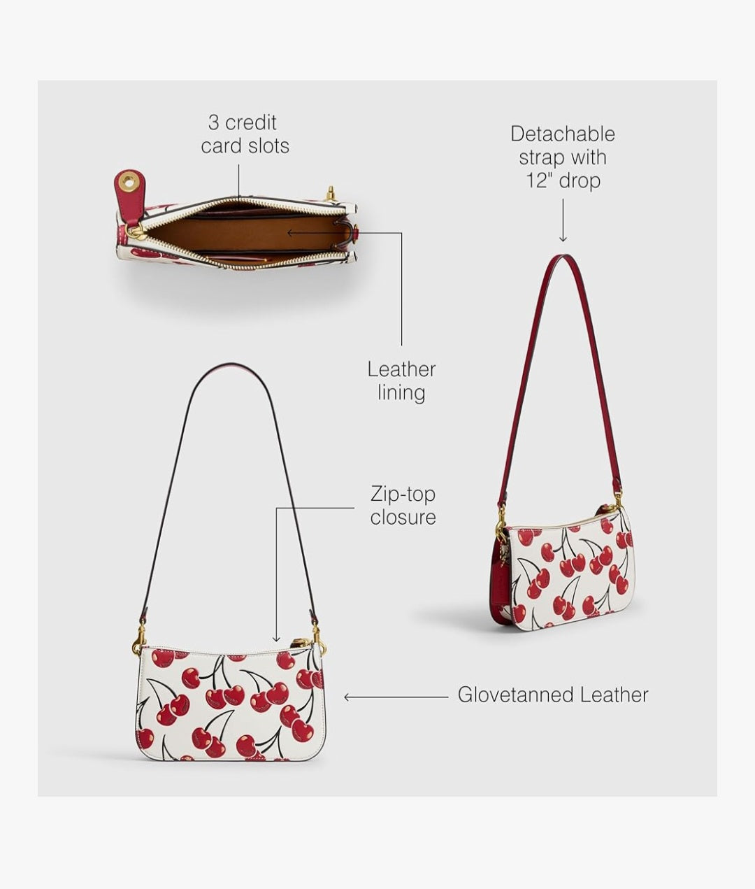 Coach NWT Cherry Print Penn Bag
