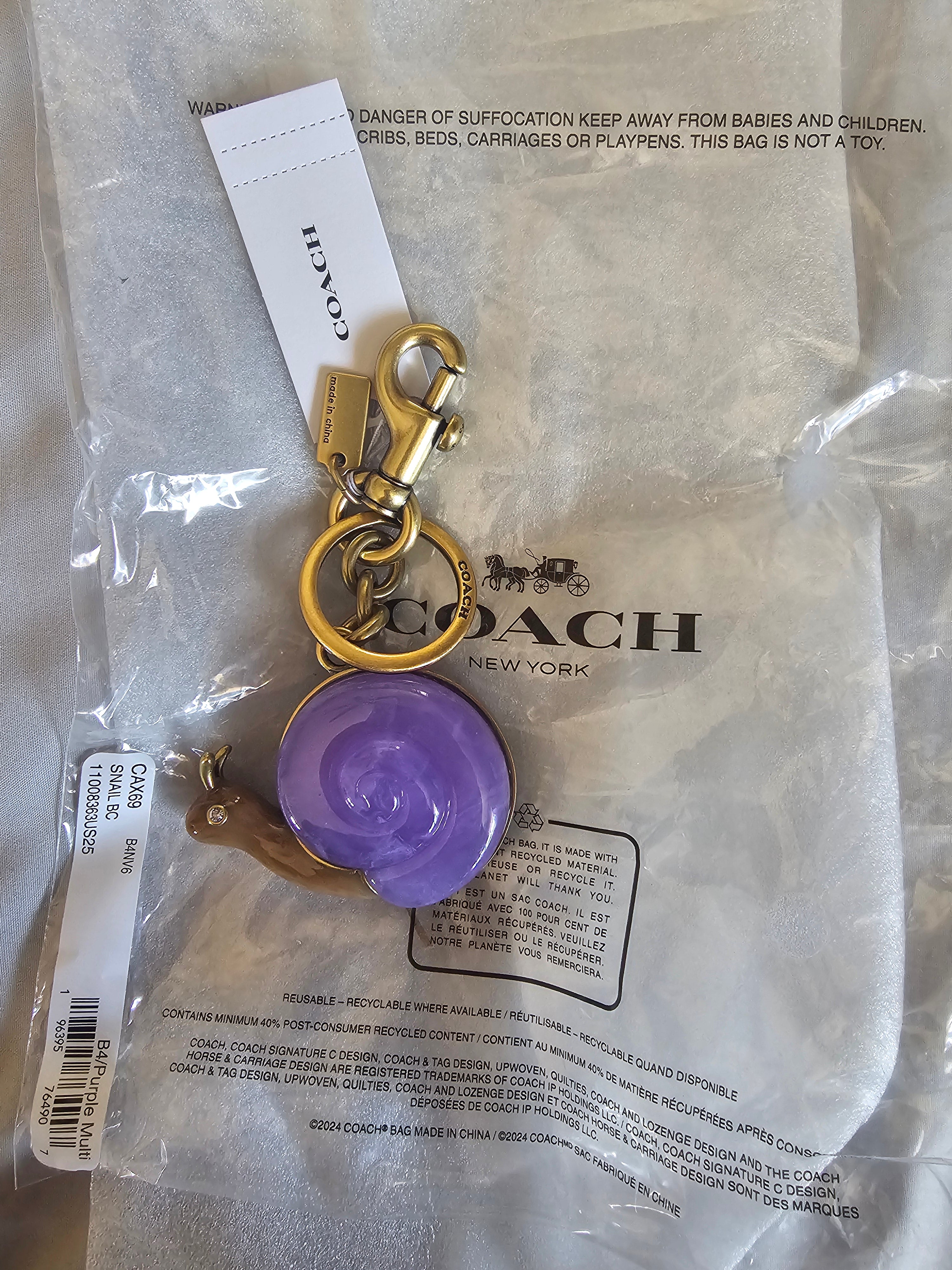 Coach NWT Purple Snail Bag Charm