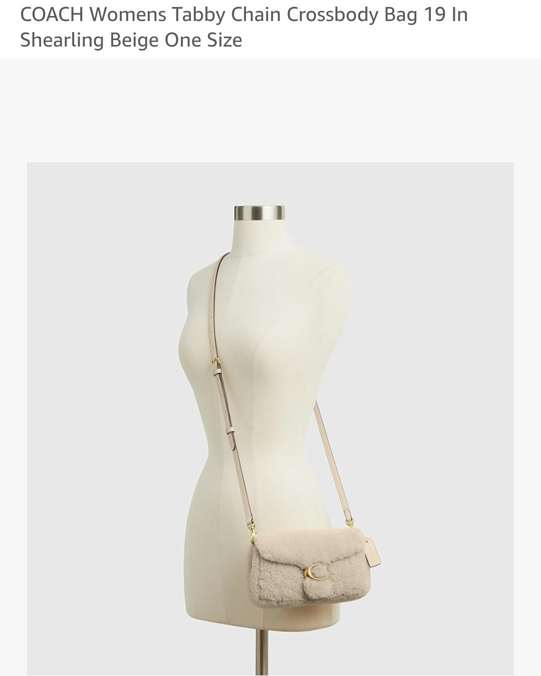 Coach NWT Tabby 19 Crossbody in Beige Shearling