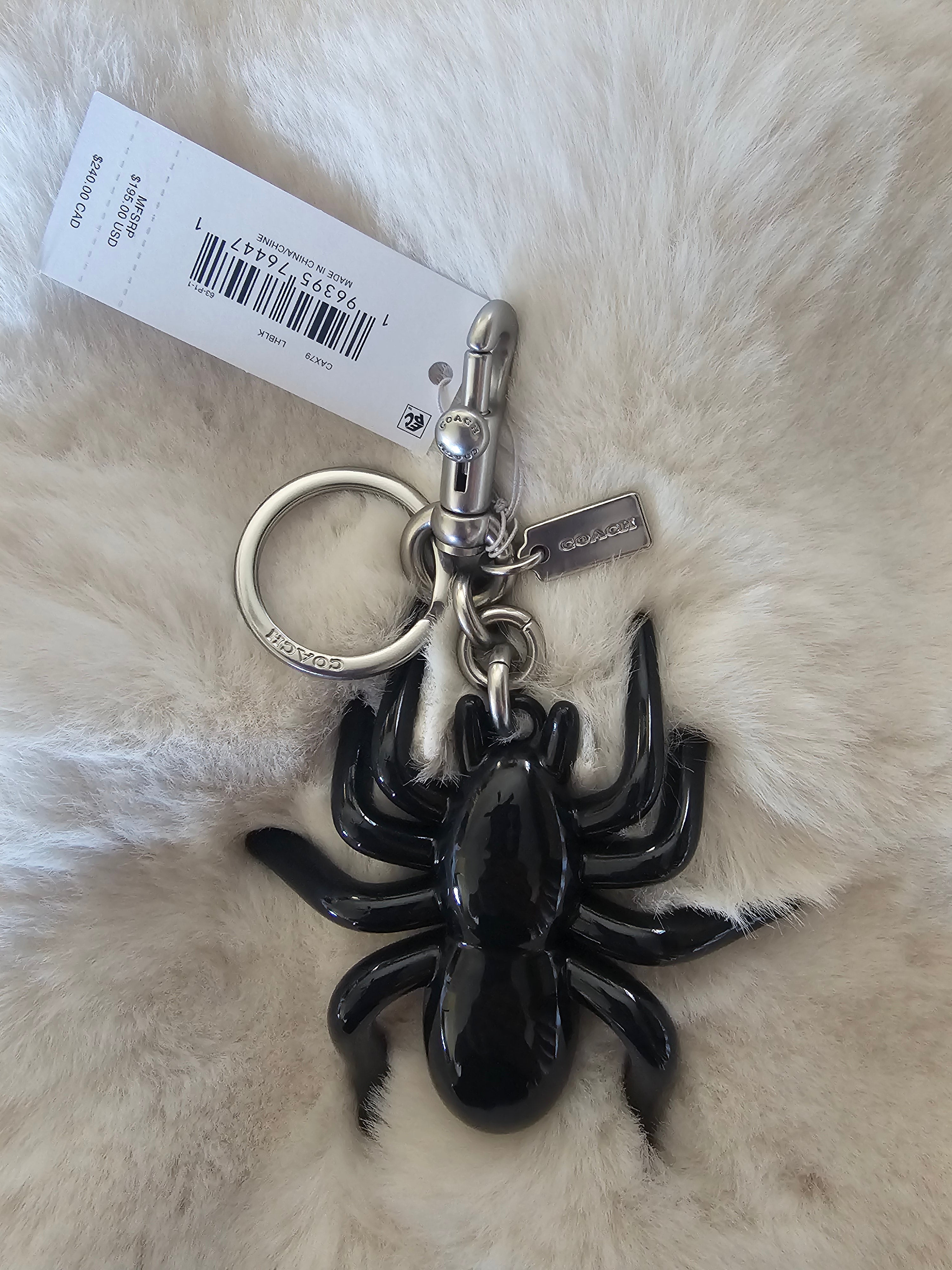NWT Coach Black Spider Bag Charm