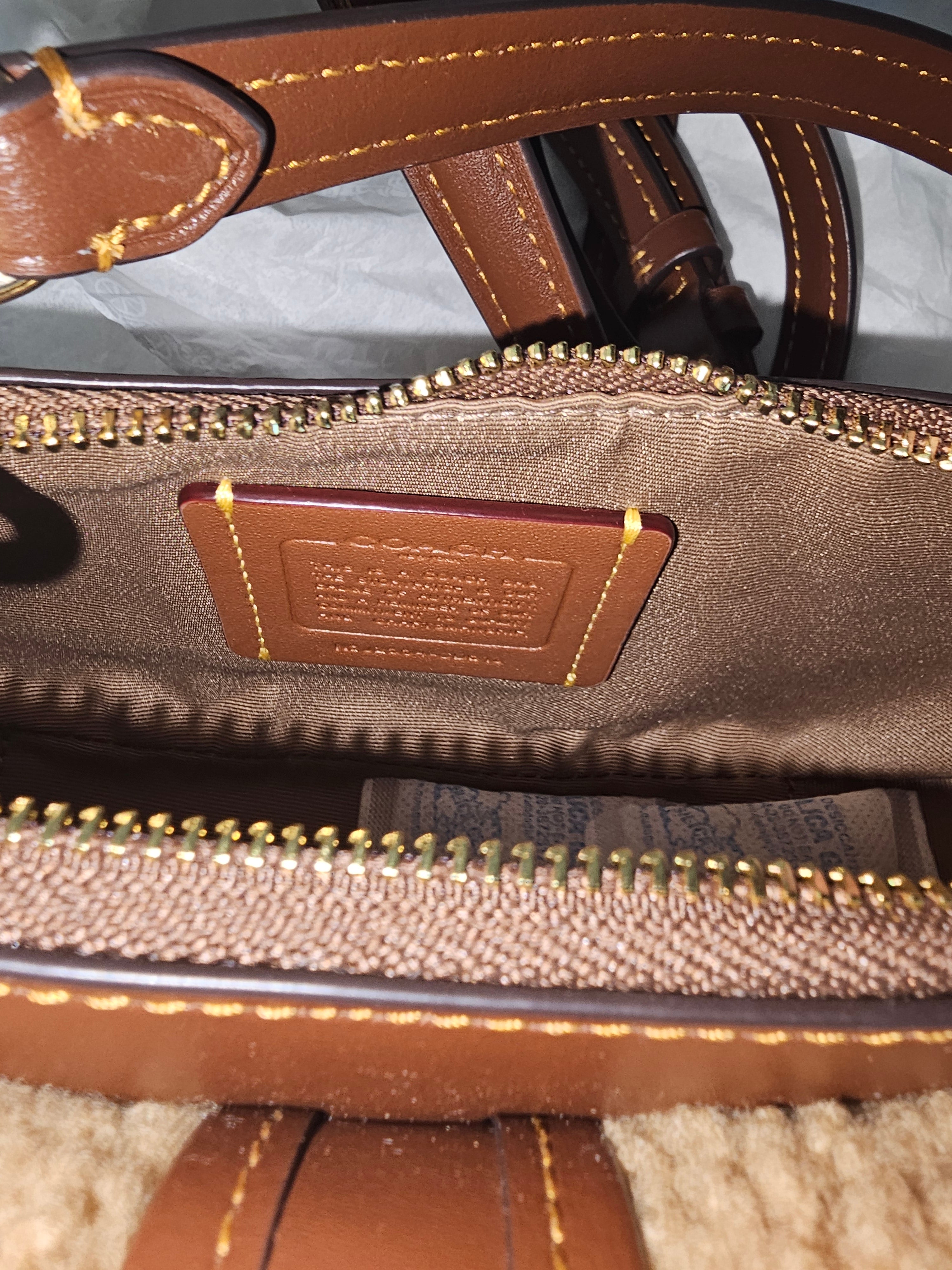 Coach NWT Ashton Mini in Brown Leather and Shearling Trim