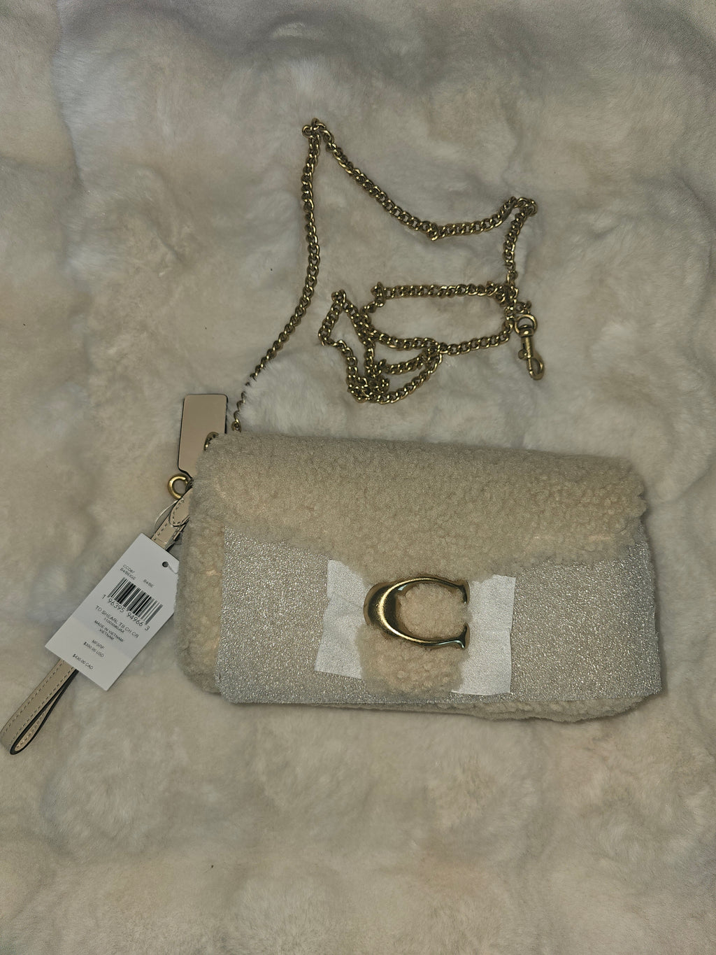 Coach NWT Tabby 19 Crossbody in Beige Shearling