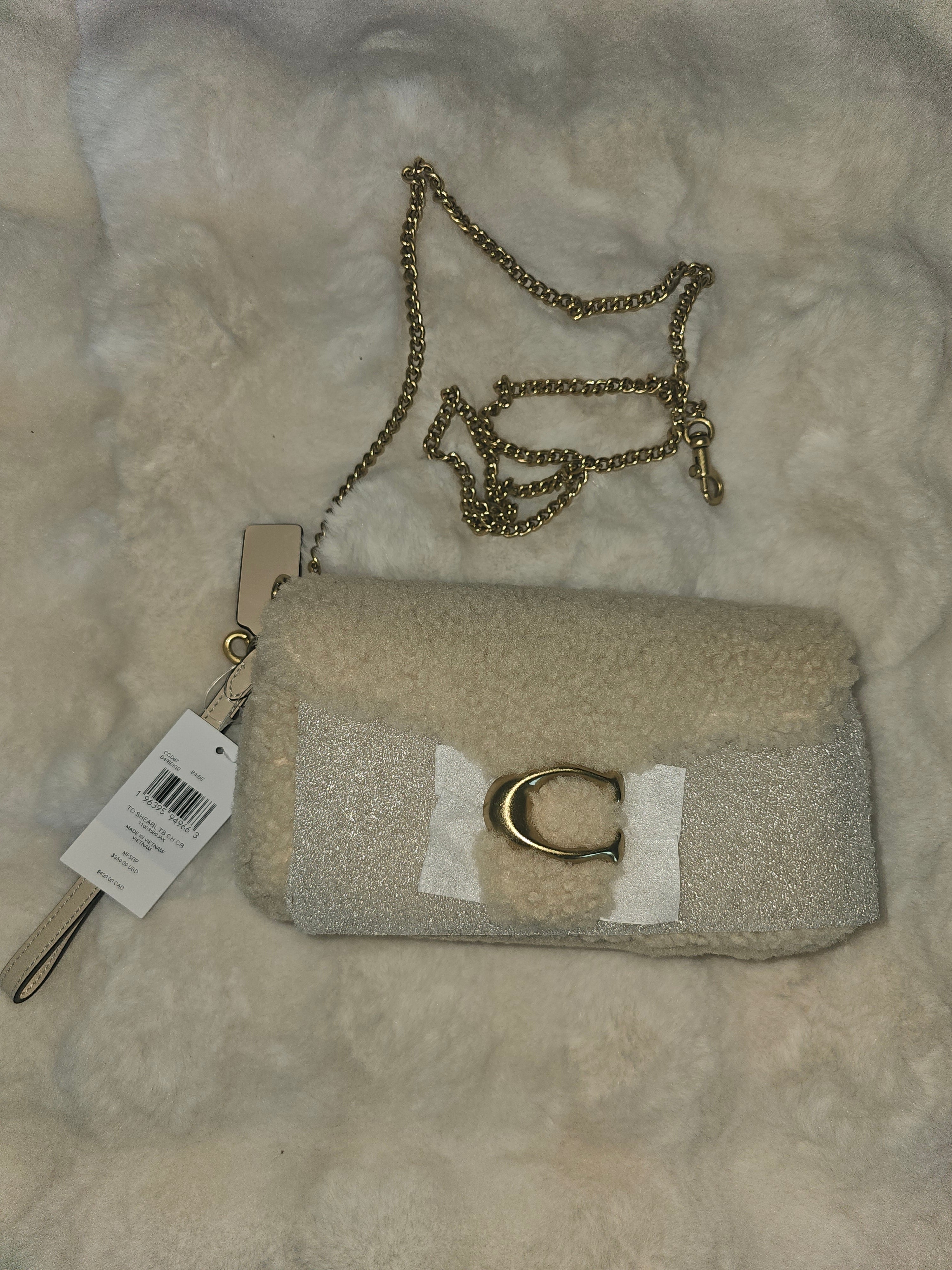 Coach NWT Tabby 19 Crossbody in Beige Shearling