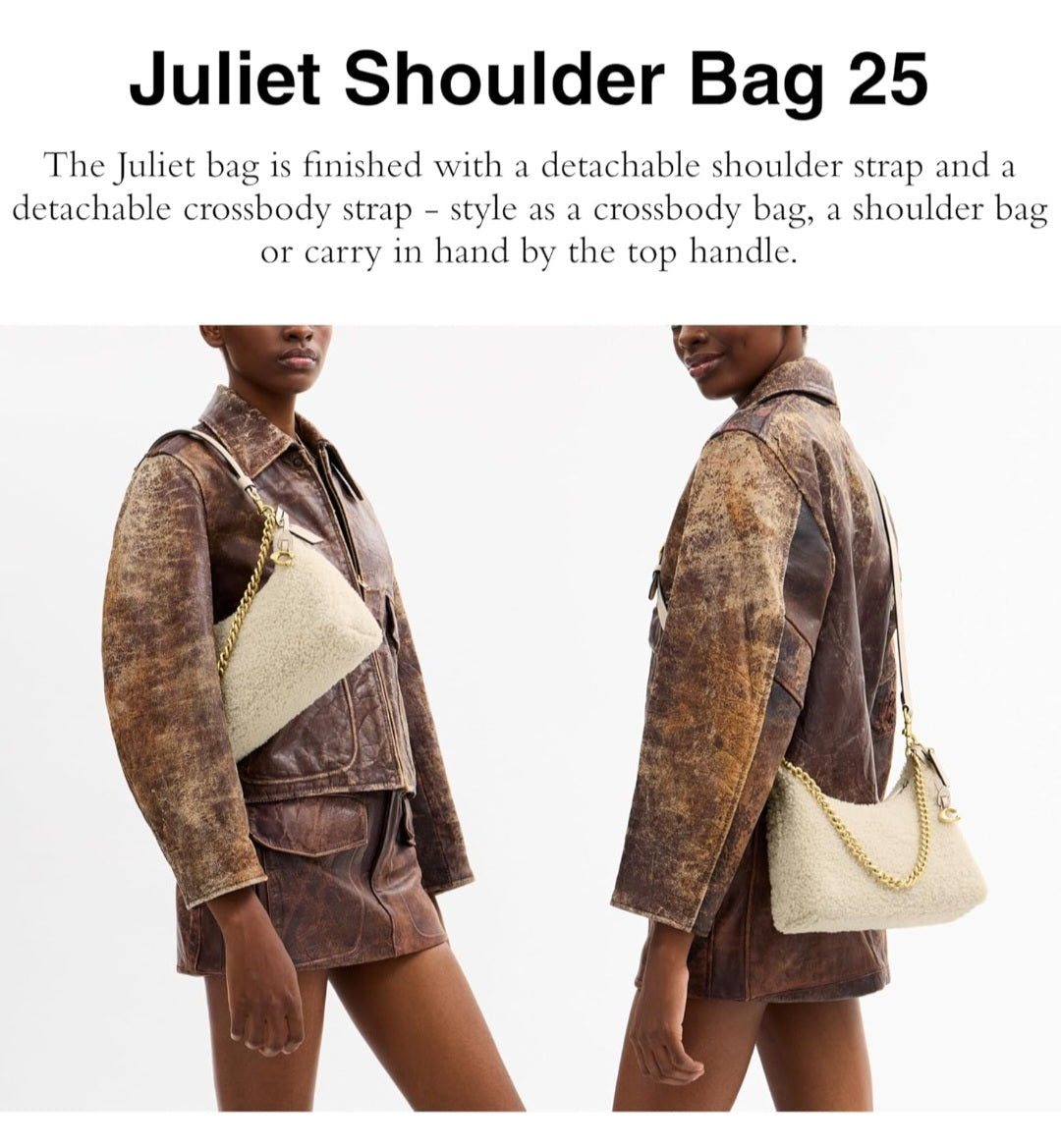 Coach NWT Juliet 25 Shoulder Bag in Cream Shearling